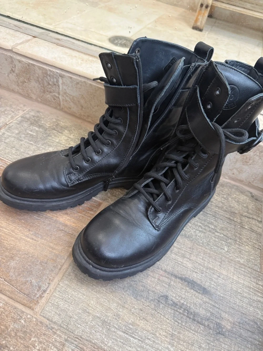 Monclear Black Leather Combat Boots 38 - Picture 5 of 5